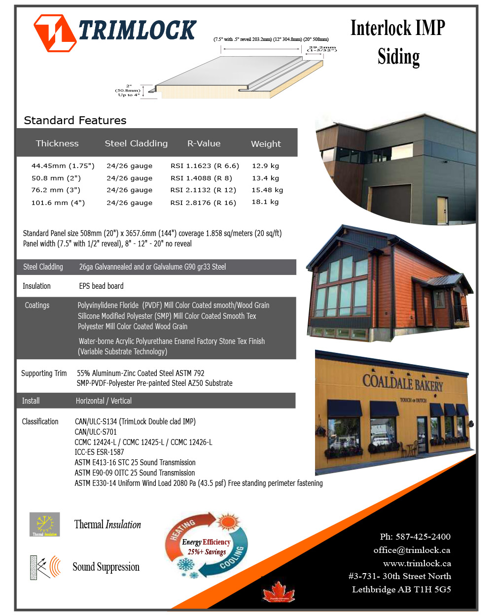 Product Literature - Wall Cladding & Siding Datasheet - Trimlock - Alberta, Canada