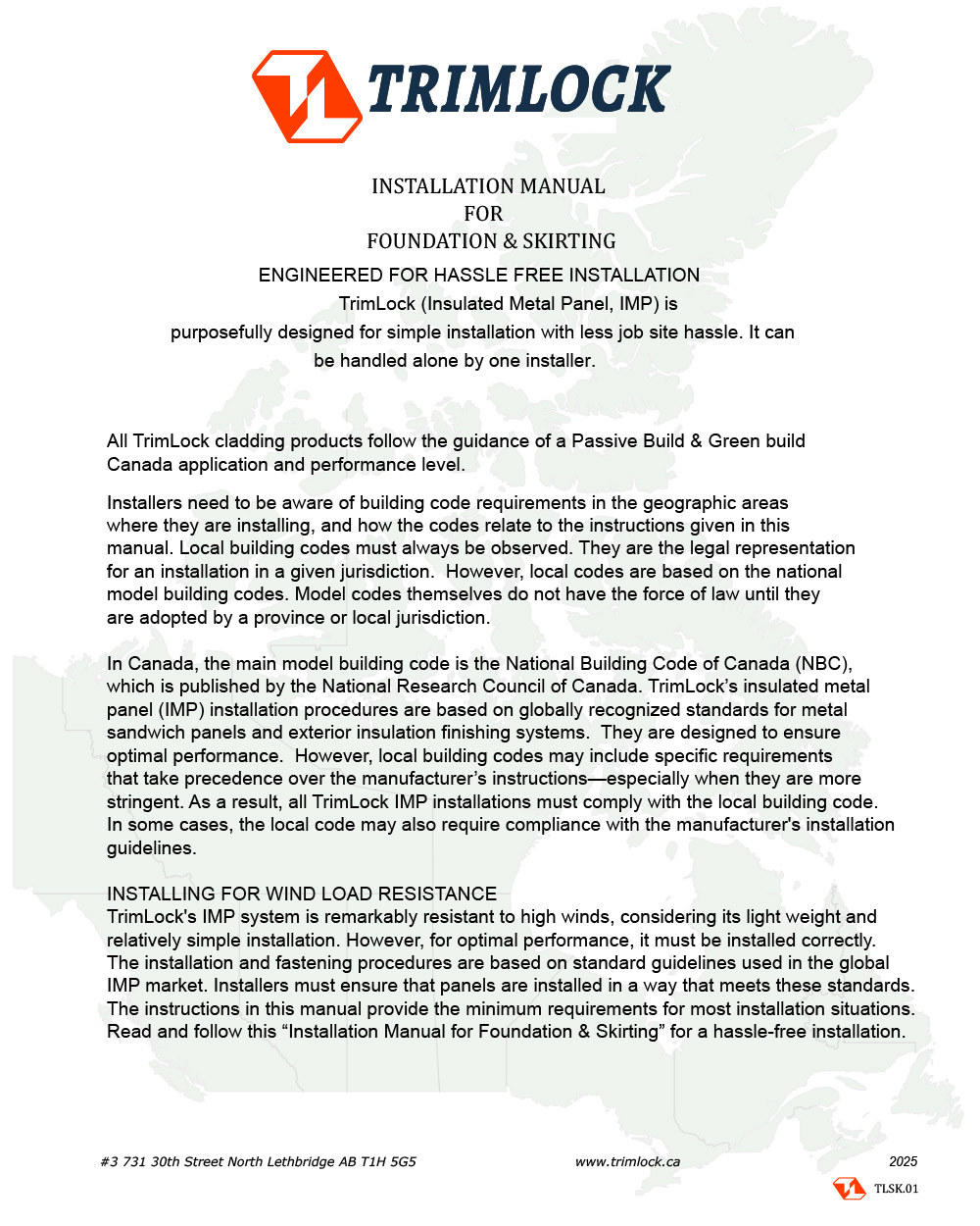 Installation Manuals - Skirting - Trimlock - Alberta, Canada