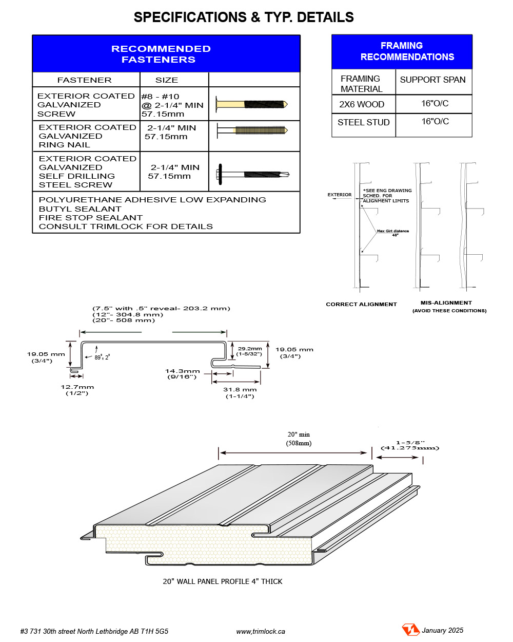 Fastener & Framing - Double Clad - Trimlock - Alberta, Canada
