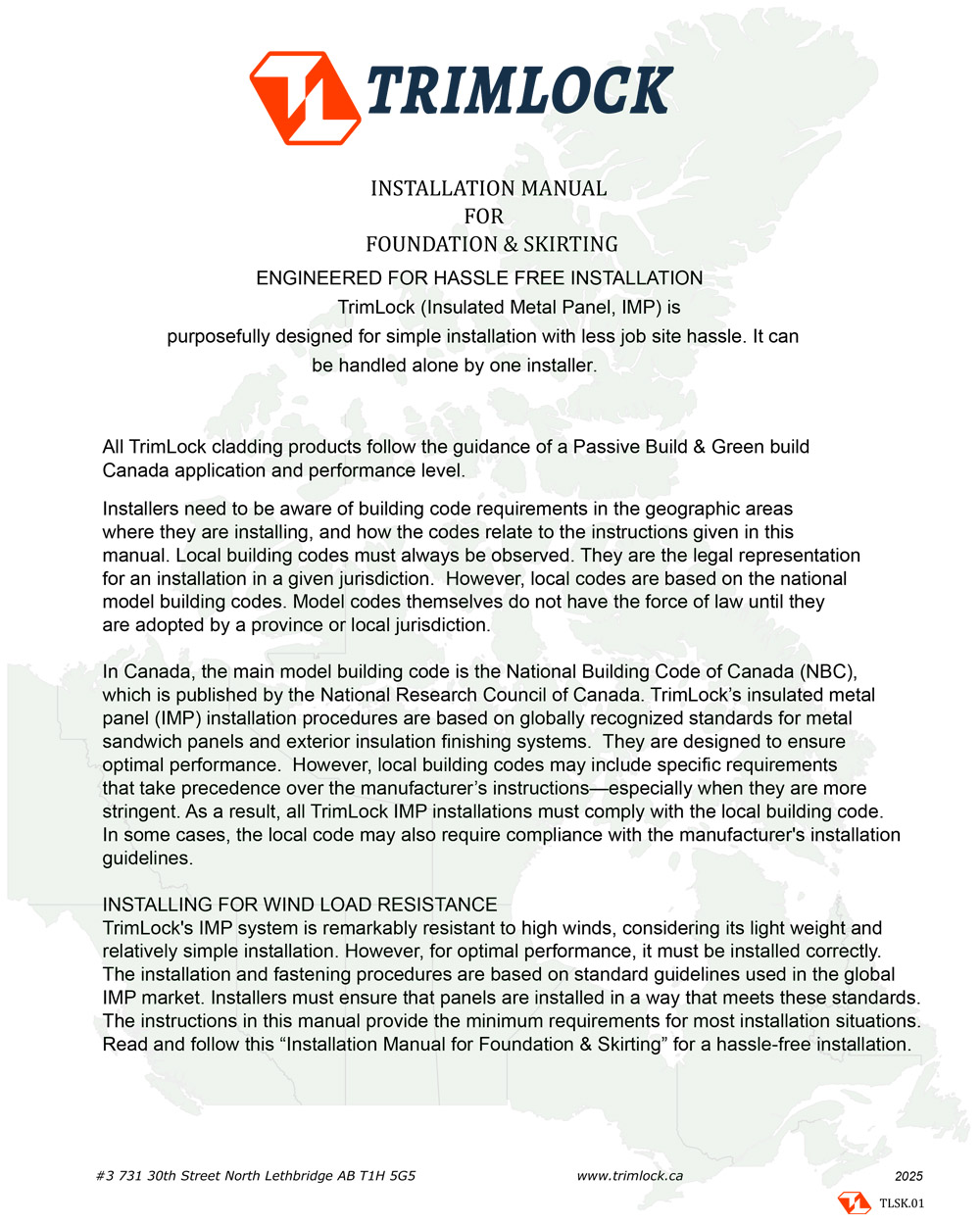 Installation Manuals - Foundation Skirting - Trimlock - Alberta, Canada